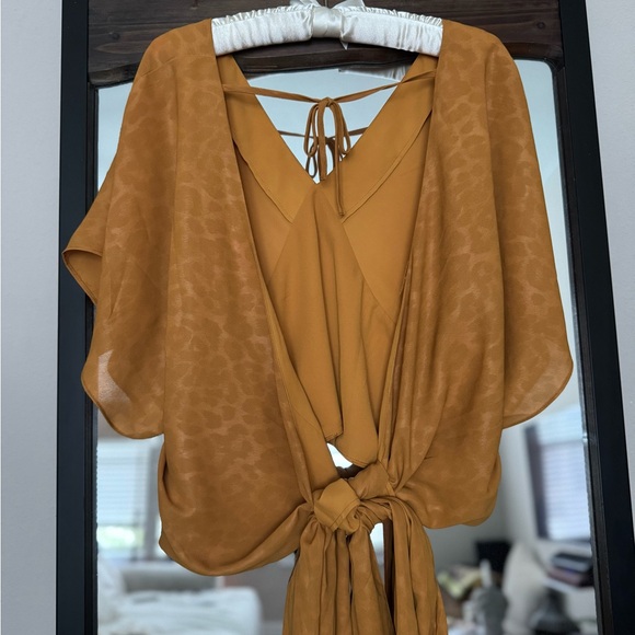 Anthropologie Mustard Tie-Back Blouse - Picture 3 of 5